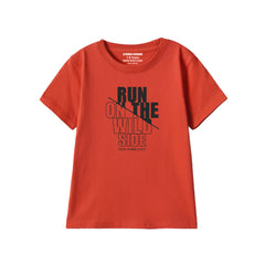 RUN ON THE WILD SIDE PRINTED RED JUNIOR BOYS T.SHIRT