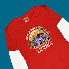 BEACH BOUND PRINTED RED-WHITE BOYS LONG SLEEVE T.SHIRT