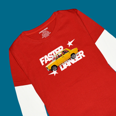 FASTER PRINTED RED-WHITE BOYS LONG SLEEVE T.SHIRT