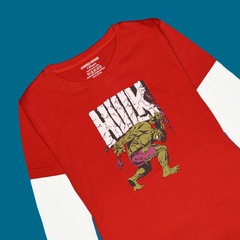 HULK PRINTED RED-WHITE BOYS LONG SLEEVE T.SHIRT
