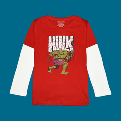 HULK PRINTED RED-WHITE BOYS LONG SLEEVE T.SHIRT