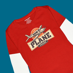 PLANE TOUR PRINTED RED-WHITE BOYS LONG SLEEVE T.SHIRT
