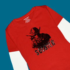SOLDIER PRINTED RED-WHITE BOYS LONG SLEEVE T.SHIRT