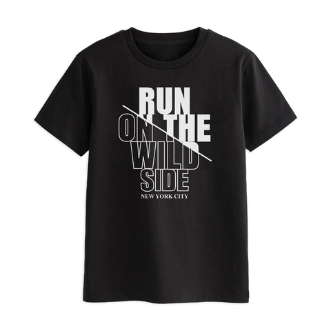 RUN OUT ON THE WILD SIDE BOYS SHORT SLEEVE BLACK T.SHIRT & SHORTS