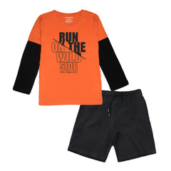 RUN OUT ON THE WILD SIDE BOYS LONG SLEEVE T.SHIRT & SHORTS (SF-25714)