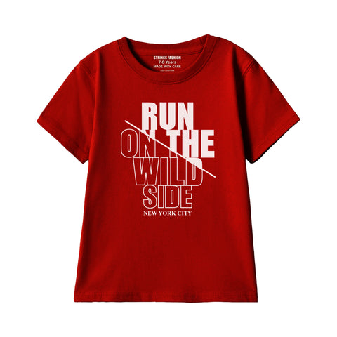 RUN ON THE WILD SIDE BOYS SHORT SLEEVE MEHROON T.SHIRT &  SHORTS