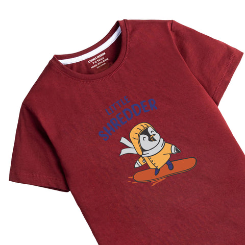 MAROON GRAPHICS SHEDDER T-SHIRT