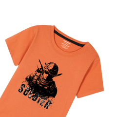 SOLDIER PRINTED ORANGE BOYS T.SHIRT