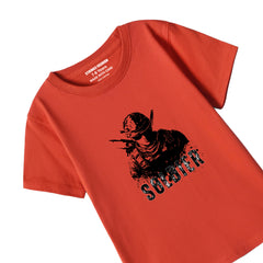SOLDIER PRINTED RED JUNIOR BOYS T.SHIRT