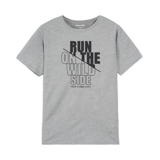 RUN ON WILD SIDE GREY BOYS T.SHIRT 2000
