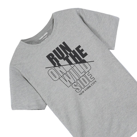 RUN ON WILD SIDE GREY BOYS T.SHIRT