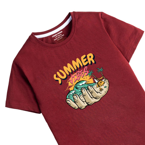 MAROON GRAPHICS SUMMER T-SHIRT