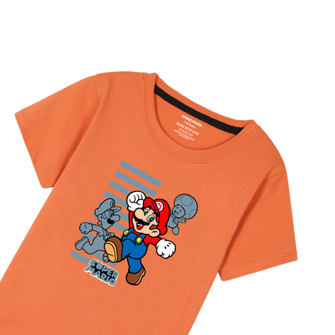 SUPER MARIO PRINTED ORANGE BOYS T.SHIRT