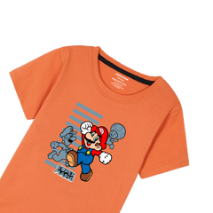 SUPER MARIO PRINTED ORANGE BOYS T.SHIRT