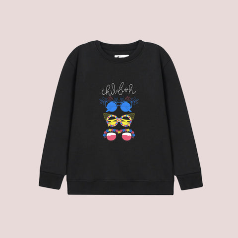 CHILL FISH PRINTED BLACK COLOR Girls Long Sleeve Sweat-Shirt
