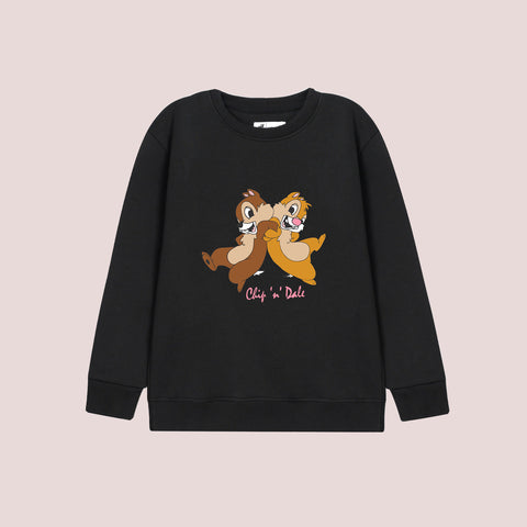 CHIP AND DALE PRINTED BLACK COLOR Girls Long Sleeve Sweat-Shirt
