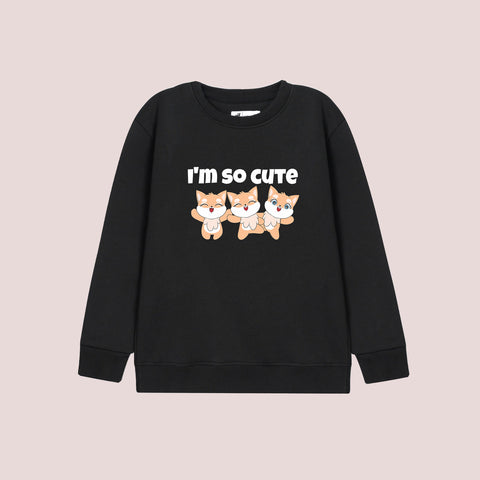 I AM CUTE PRINTED BLACK COLOR Girls Sweat-Shirt
