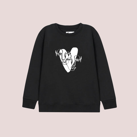 HEART LOVE PRINTED BLACK COLOR Girls Sweat-Shirt