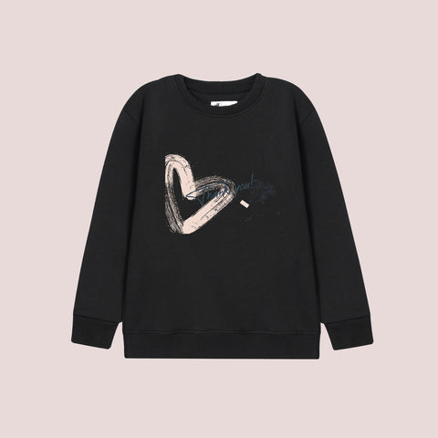 HEART PRINTED BLACK COLOR Girls Sweat-Shirt