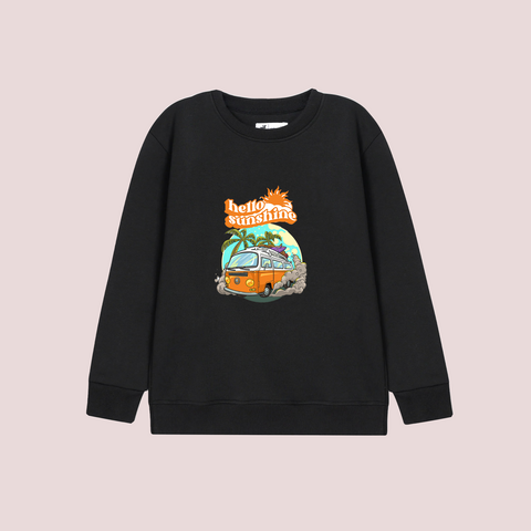 HELLO SHINSHINE BLACK COLOR BOYS LONG SLEEVE SWEAT-SHIRT