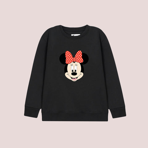 MINNIE PRINTED BLACK COLOR Girls Sweat-Shirt
