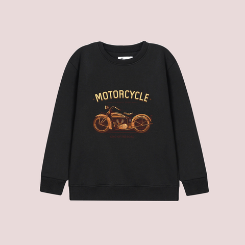 MOTERCYCLE BLACK COLOR BOYS LONG SLEEVE SWEAT-SHIRT