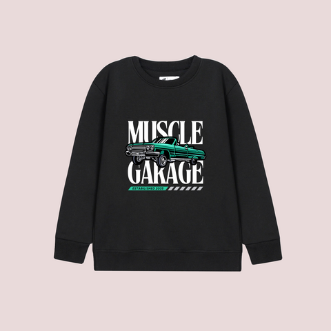 MUSCLE BLACK COLOR BOYS LONG SLEEVE SWEAT-SHIRT