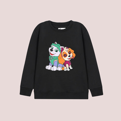 PAW PRINTED BLACK COLOR Girls Sweat-Shirt