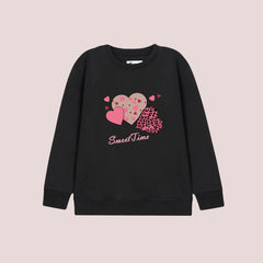 SWEET TIME PRINTED BLACK COLOR Girls Sweat-Shirt