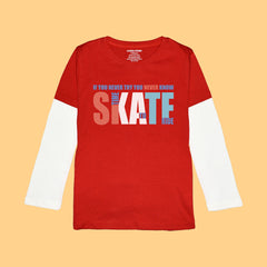 SKATE BOYS LONG SLEEVE RED & WHITE T.SHIRT & SHORTS (SF-26715)