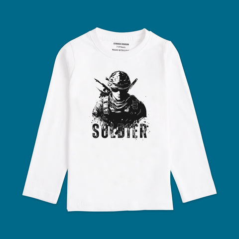 SOLDIER BOYS LONG SLEEVE WHITE T.SHIRT & SHORTS (SF-27714)