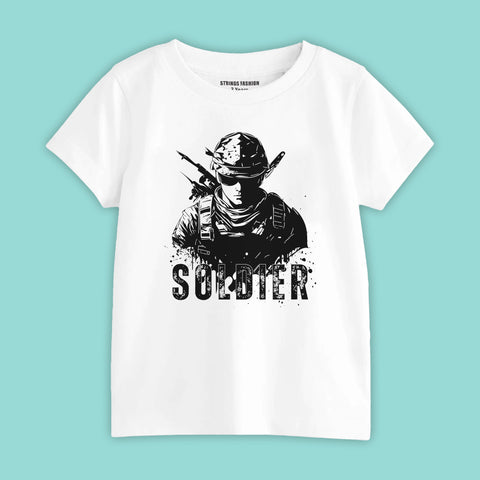 SOLDIER BOYS SHORT SLEEVE WHITE T.SHIRT & BLACK SHORTS (SF-27915)