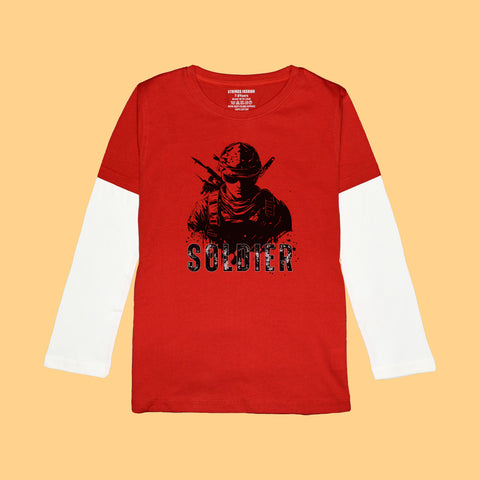 SOLDIER BOYS LONG SLEEVE RED & WHITE T.SHIRT & SHORTS (SF-26716)