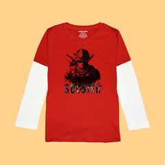 SOLDIER BOYS LONG SLEEVE RED & WHITE T.SHIRT & SHORTS (SF-26716)