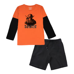SOLDIER BOYS LONG SLEEVE T.SHIRT & SHORTS (SF-25716)