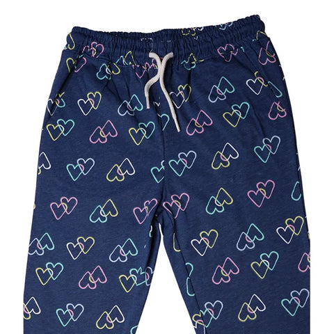 HEART PRINTED NAVY JUNIOR GIRLS TROUSER