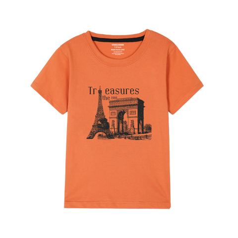 TREASURE PRINTED ORANGE BOYS T.SHIRT