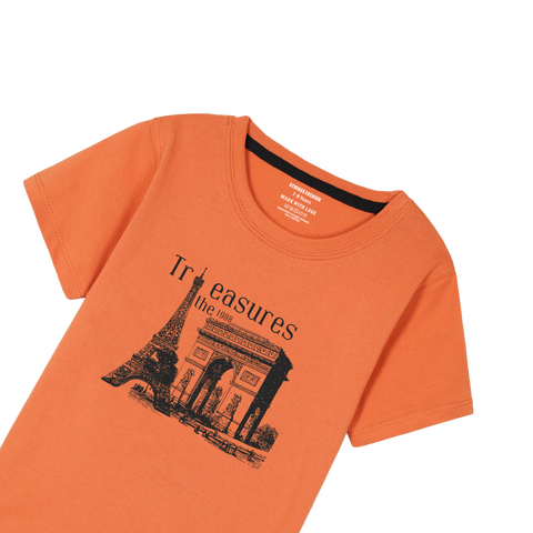 TREASURE PRINTED ORANGE BOYS T.SHIRT