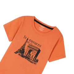 TREASURE PRINTED ORANGE BOYS T.SHIRT