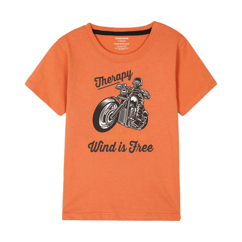THERAPY BIKE BOYS SHORT SLEEVE ORANGE T.SHIRT & BOXES SHORTS (SF-28917)