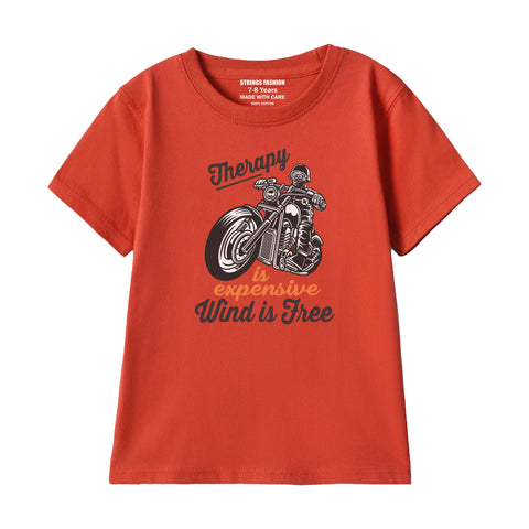 THERAPY BIKE BOYS SHORT SLEEVE RED T.SHIRT & FOOTBALL PRINTED SHORTS