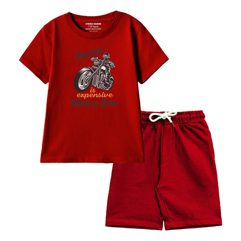 THERAPY BIKE BOYS SHORT SLEEVE MEHROON T.SHIRT &  SHORTS (SF-29317)