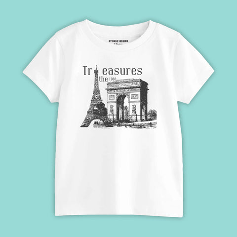 TREASURE BOYS SHORT SLEEVE WHITE T.SHIRT & BLACK SHORTS (SF-27917)