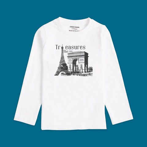 TREASURE BOYS LONG SLEEVE WHITE T.SHIRT & SHORTS (SF-27716)