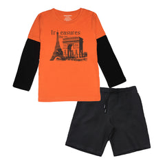 TREASURE BOYS LONG SLEEVE T.SHIRT & SHORTS (SF-25718)