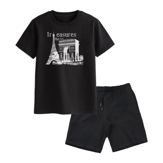 TREASURE BOYS SHORT SLEEVE BLACK T.SHIRT & SHORTS 1800
