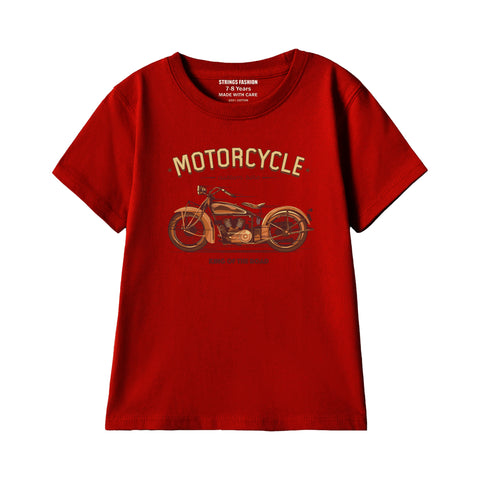 VINTAGE BIKE BOYS SHORT SLEEVE MEHROON T.SHIRT &  SHORTS (SF-29319)
