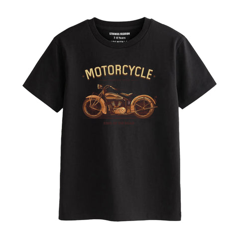 VINTAGE BIKE BOYS SHORT SLEEVE BLACK T.SHIRT & BOX PRINTED SHORTS (SF-28118)