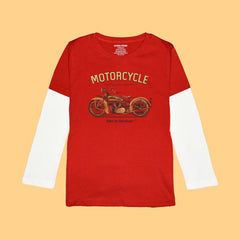 VINTAGE BIKE BOYS LONG SLEEVE RED & WHITE T.SHIRT & SHORTS (SF-26719)