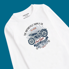 NEW YORK BIKE PRINTED WHITE COLOR BOYS LONG SLEEVE T.SHIRT